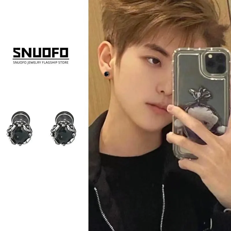 Men's Retro American Minimalist Design Titanium Steel Male Hooligan Earrings