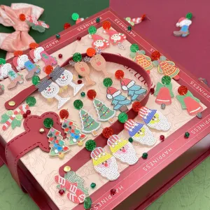 Wallesar  Creative Cartoon Santa Claus Christmas Tree Earrings