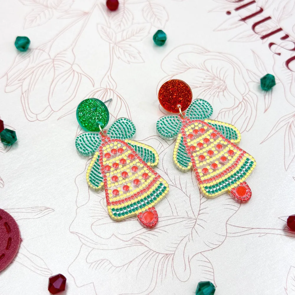 Wallesar  Creative Cartoon Santa Claus Christmas Tree Earrings