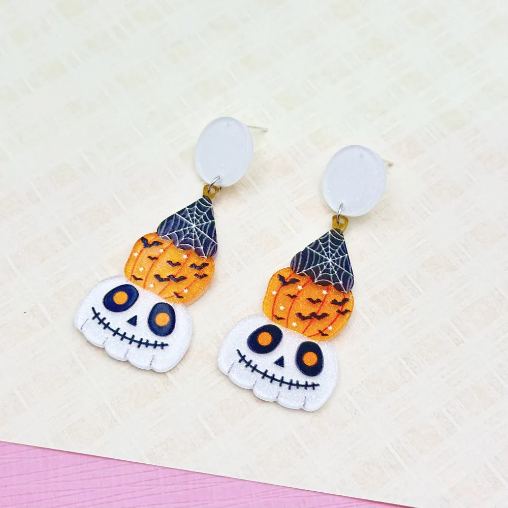 Wallesar Halloween Ghost Pumpkin Eyes Acrylic Earrings