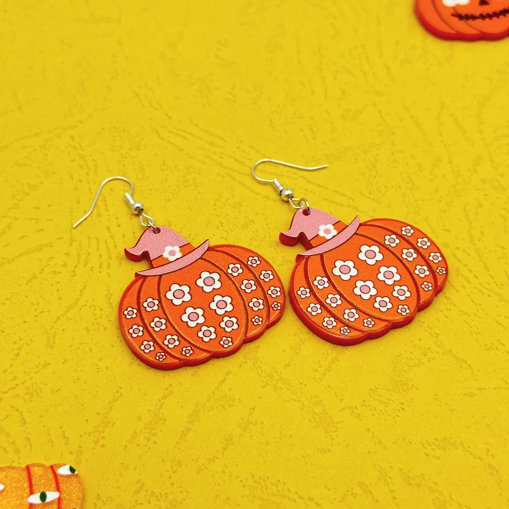 Wallesar Halloween Ghost Pumpkin Eyes Acrylic Earrings