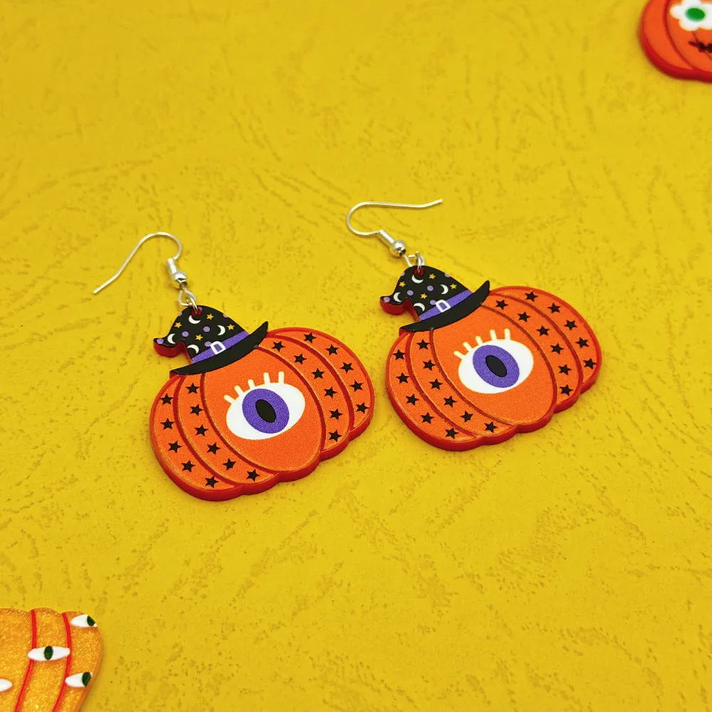 Wallesar Halloween Ghost Pumpkin Eyes Acrylic Earrings