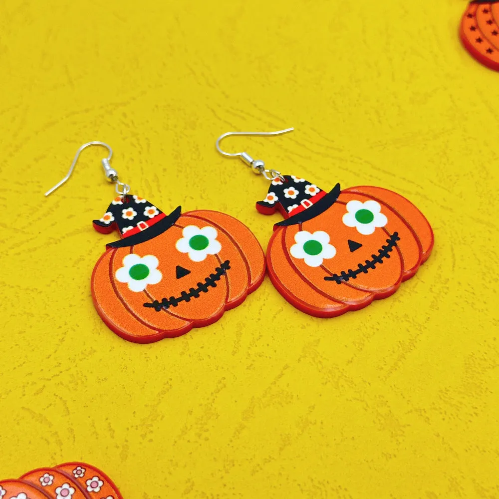Wallesar Halloween Ghost Pumpkin Eyes Acrylic Earrings