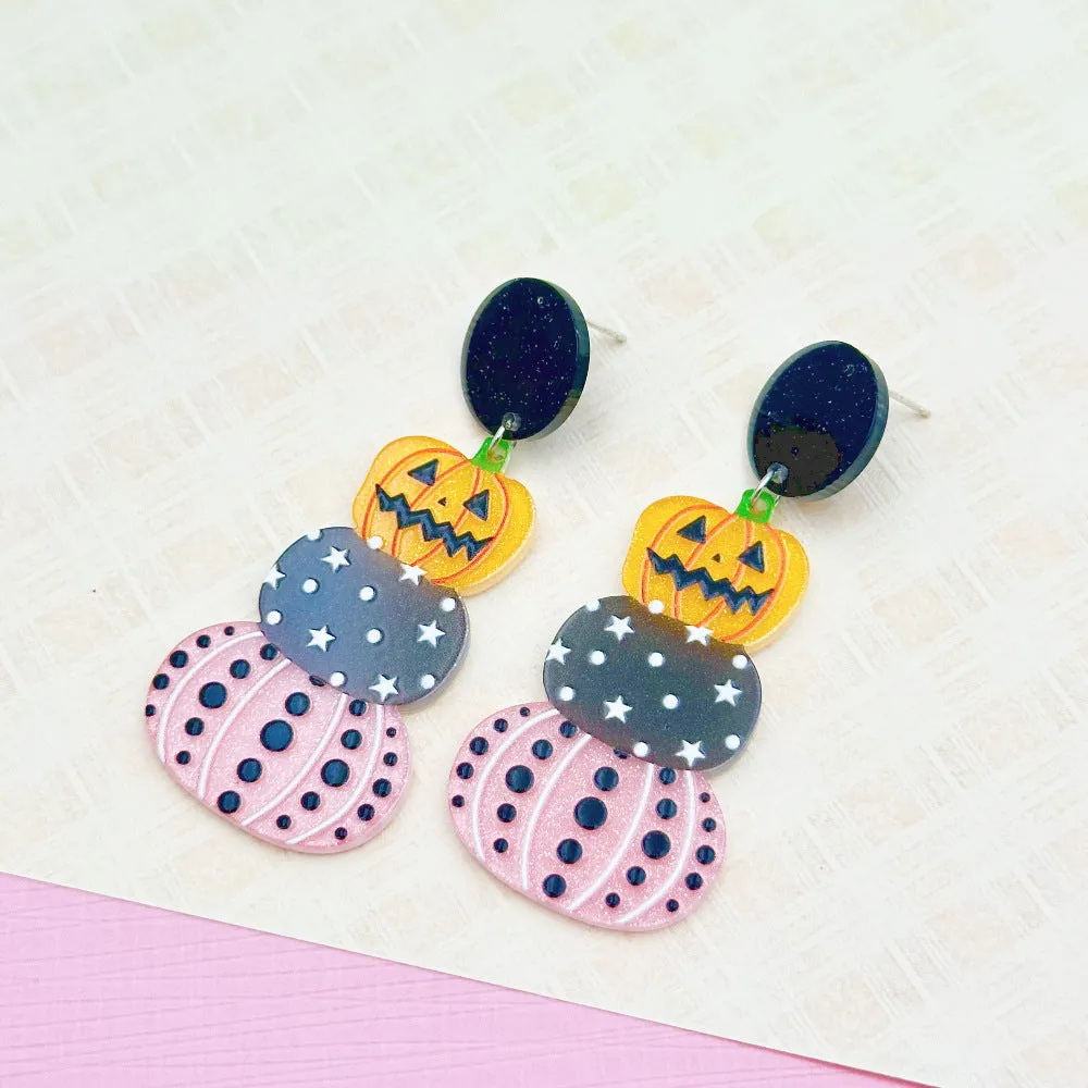 Wallesar Halloween Ghost Pumpkin Eyes Acrylic Earrings