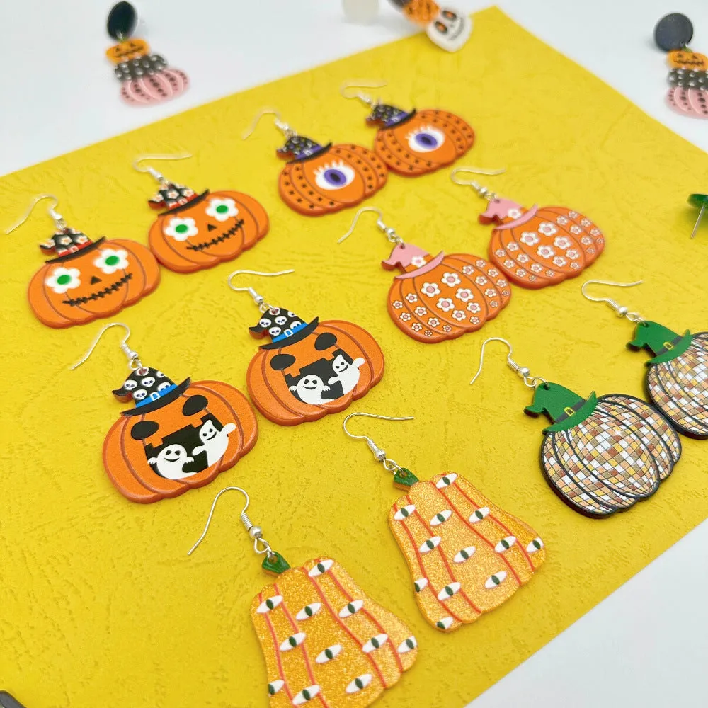 Wallesar Halloween Ghost Pumpkin Eyes Acrylic Earrings