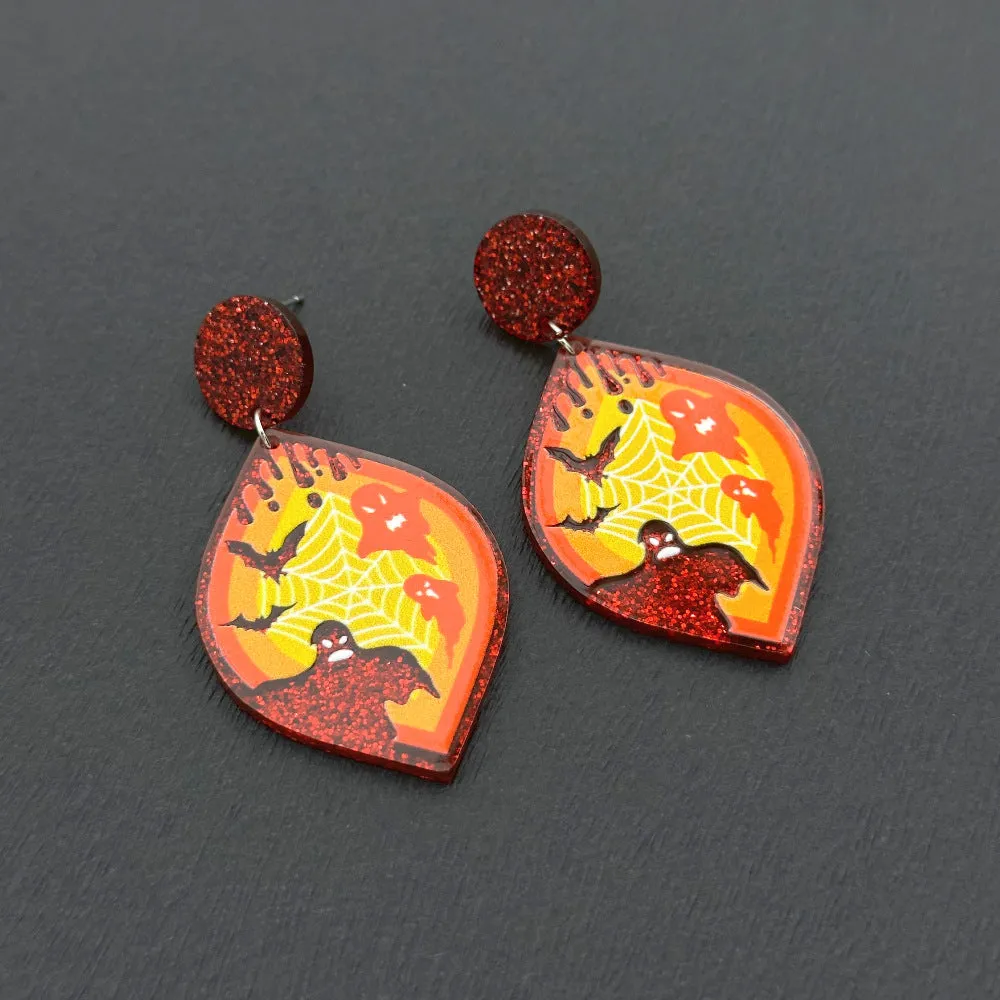 Wallesar Halloween Skull Ghost Eye Pumpkin Earrings