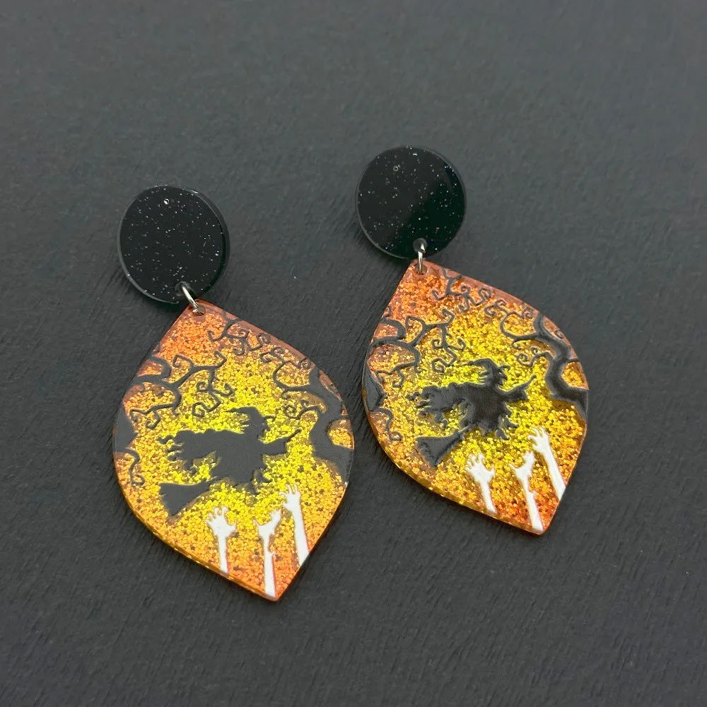 Wallesar Halloween Skull Ghost Eye Pumpkin Earrings