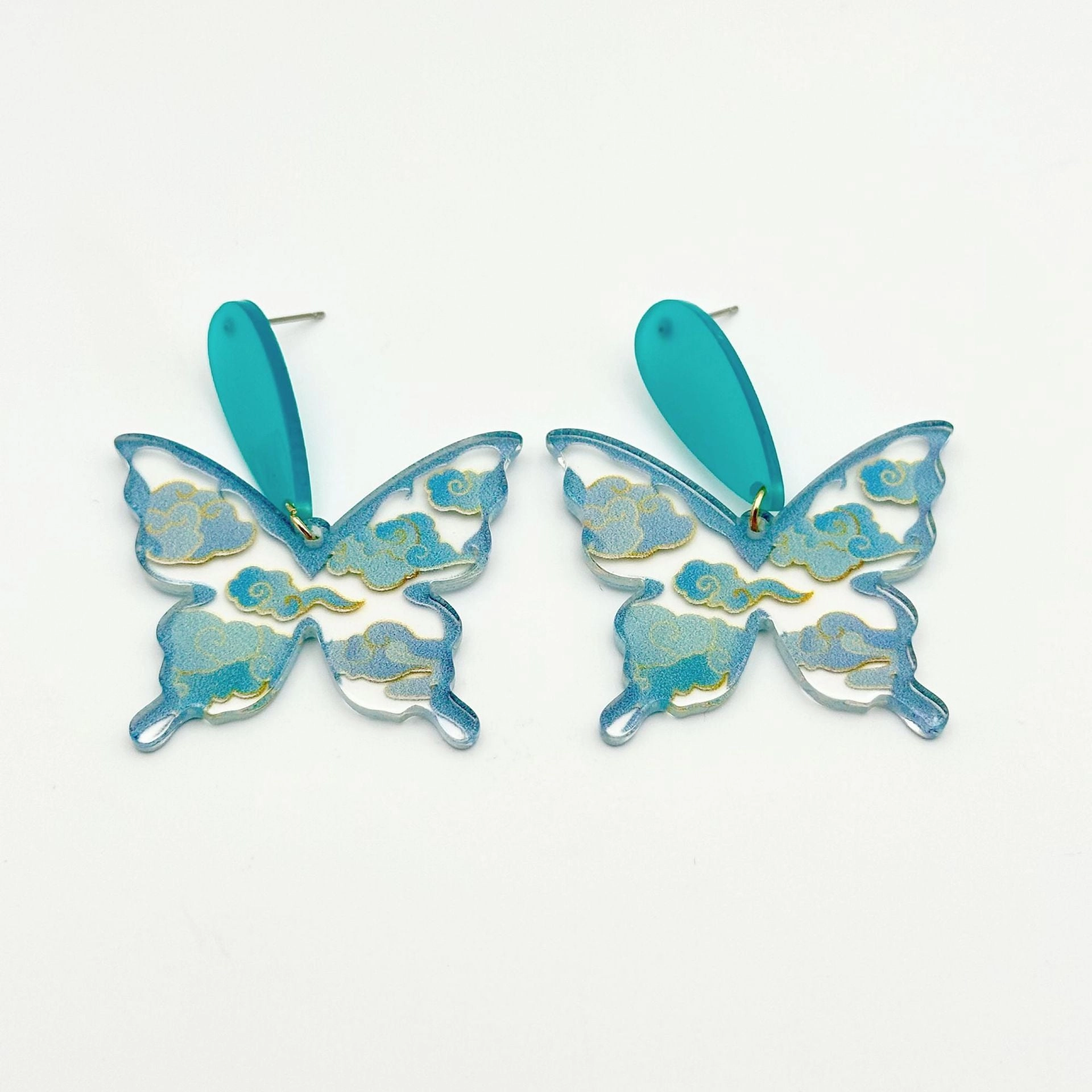 Wallesar Ink Butterfly Calligraphy Antique Earrings