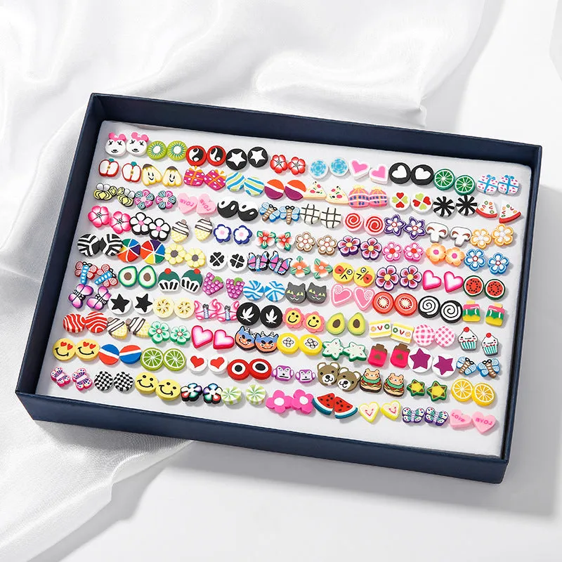 Wholesale 100 Pairs/Box Rhinestone Ear Studs Set