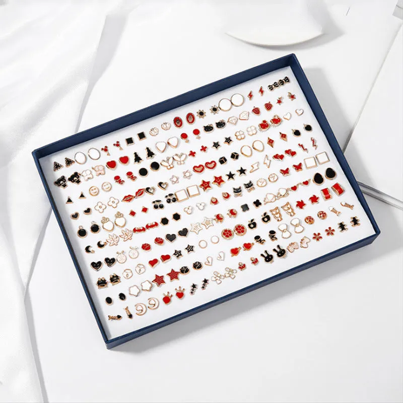 Wholesale 100 Pairs/Box Rhinestone Ear Studs Set