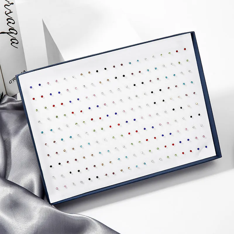 Wholesale 100 Pairs/Box Rhinestone Ear Studs Set