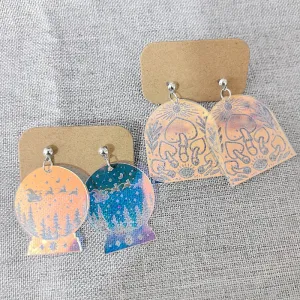 Wholesale 10pcs  Acrylic Colorful Gradient Christmas Crystal Ball Small Mushroom Earrings