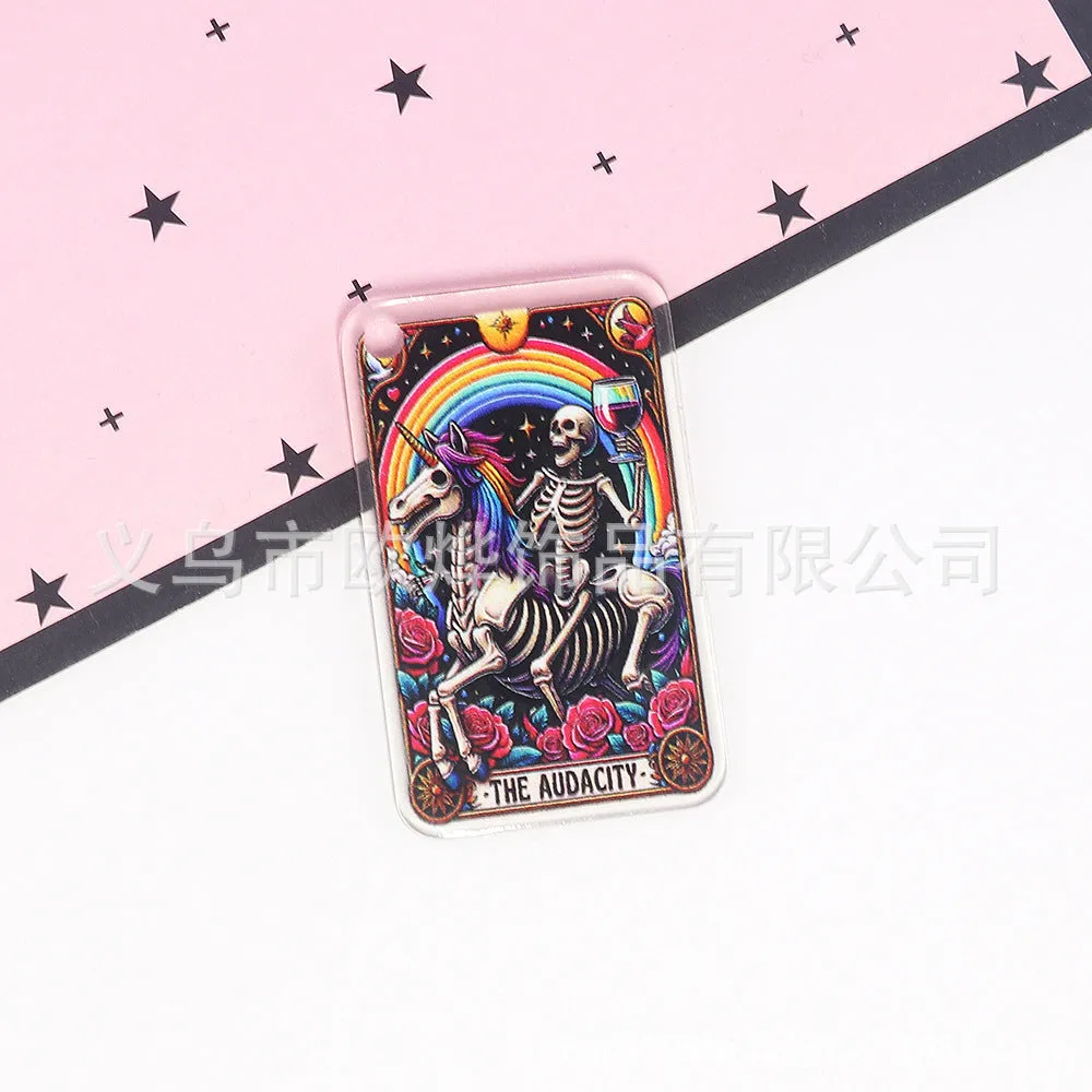Wholesale 10pcs Cartoon Skull Character Butterfly Rectangular Double-Sided Acrylic Pendant Accessories