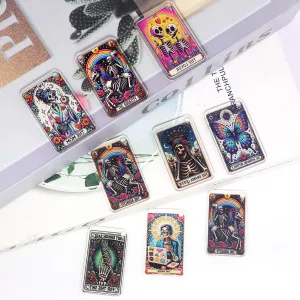 Wholesale 10pcs Cartoon Skull Character Butterfly Rectangular Double-Sided Acrylic Pendant Accessories
