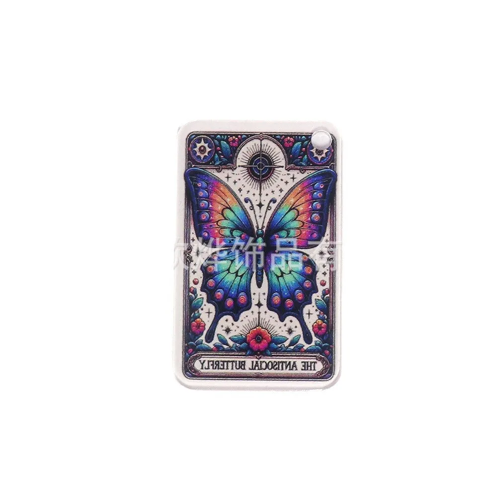 Wholesale 10pcs Cartoon Skull Character Butterfly Rectangular Double-Sided Acrylic Pendant Accessories