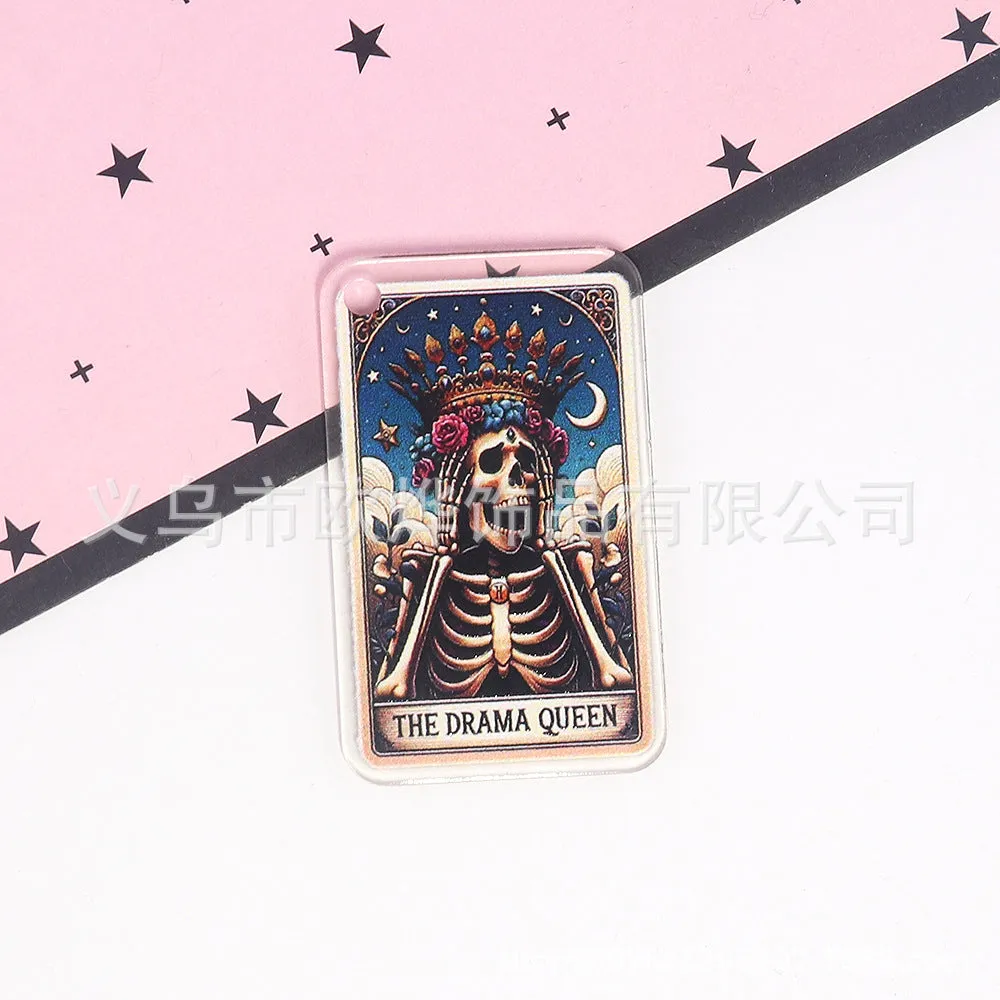 Wholesale 10pcs Cartoon Skull Character Butterfly Rectangular Double-Sided Acrylic Pendant Accessories