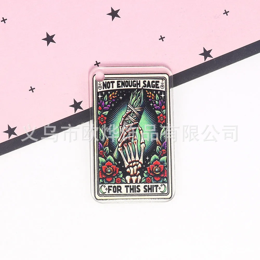 Wholesale 10pcs Cartoon Skull Character Butterfly Rectangular Double-Sided Acrylic Pendant Accessories