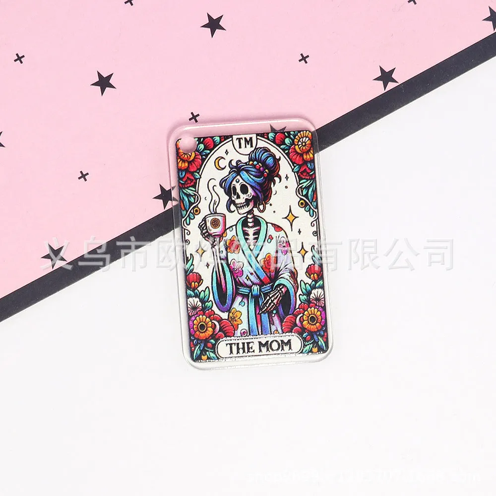 Wholesale 10pcs Cartoon Skull Character Butterfly Rectangular Double-Sided Acrylic Pendant Accessories