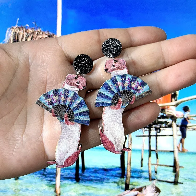 Wholesale 10pcs Fox, Magpie, Duck, Gecko, Skunk, Skunk, Suit, Animal Earrings