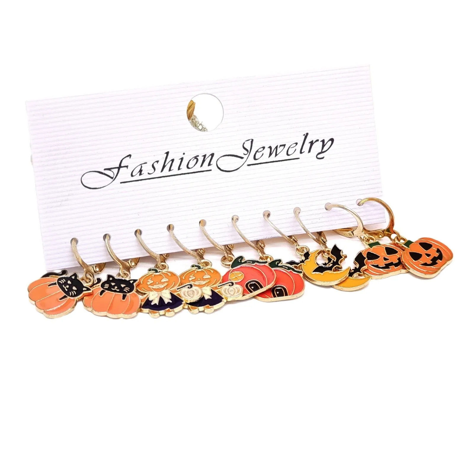 Wholesale 10pcs/set Oil Drop Halloween Creative Ghost Devil Pumpkin Set Earrings