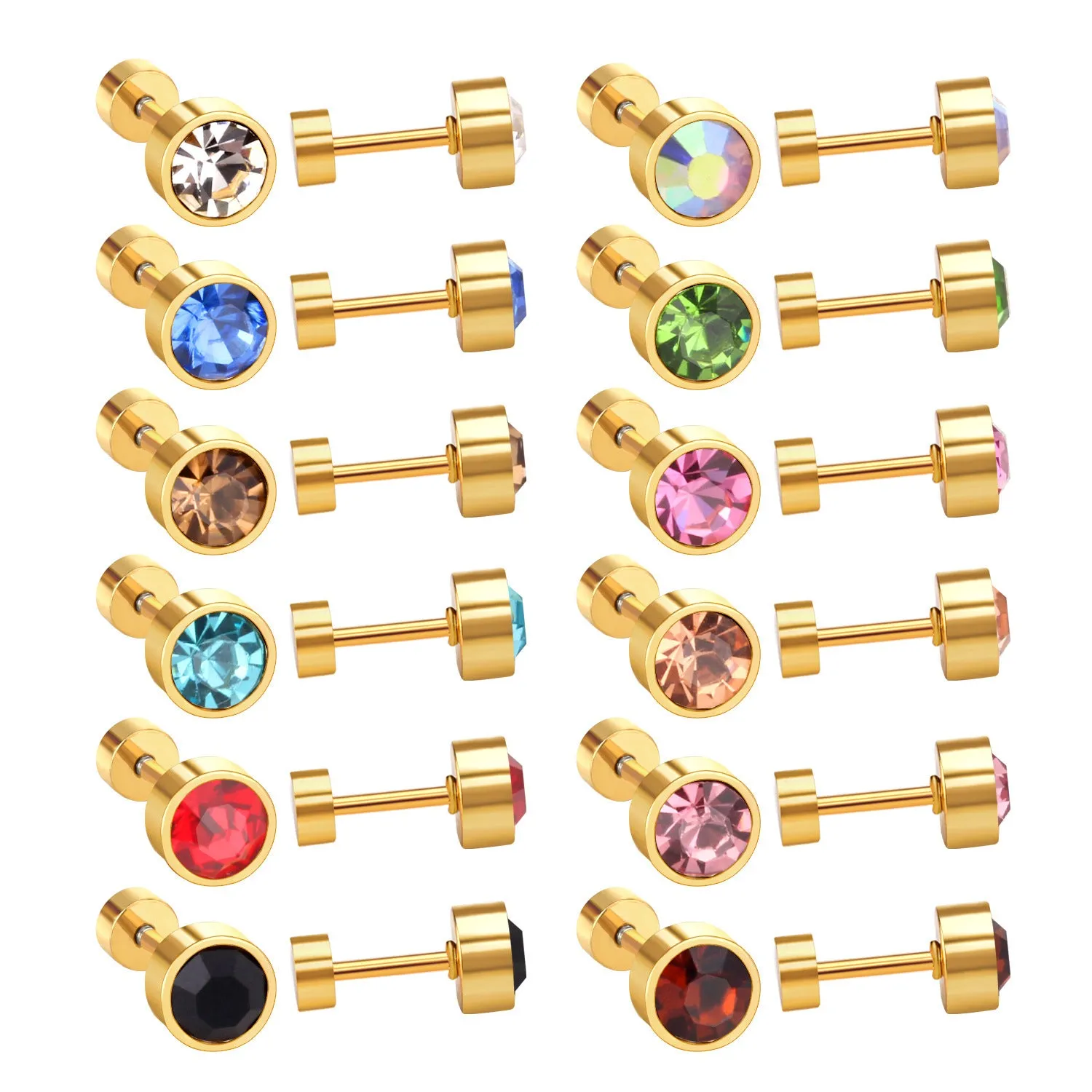Wholesale 12 Pairs Of Stainless Steel Ear Studs Earrings
