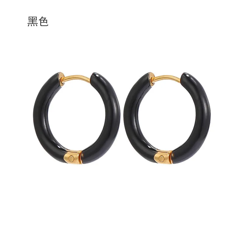 Wholesale 12mm oil drop earrings 10 colors stainless steel color earrings