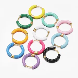 Wholesale 12mm oil drop earrings 10 colors stainless steel color earrings