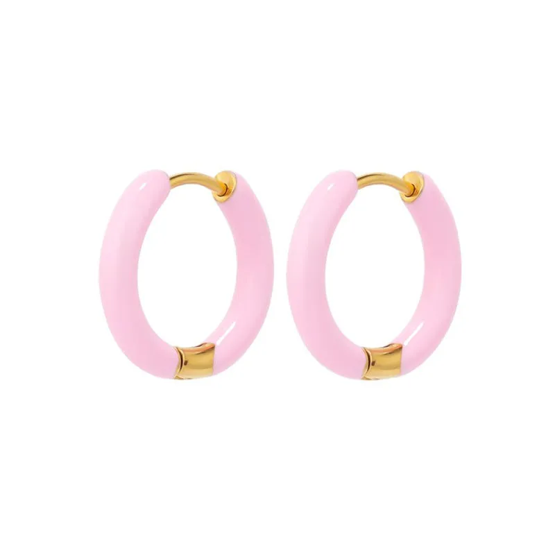 Wholesale 12mm oil drop earrings 10 colors stainless steel color earrings