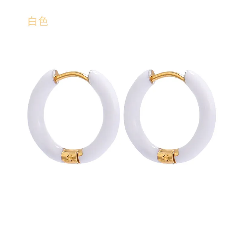 Wholesale 12mm oil drop earrings 10 colors stainless steel color earrings