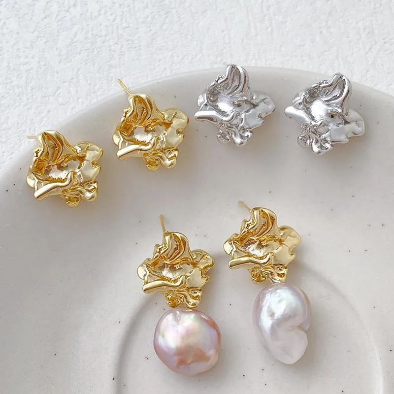 Wholesale 14K Gold Filled Color Preservation Real Gold Plated Baroque Style Irregular DIY Earrings Accessories