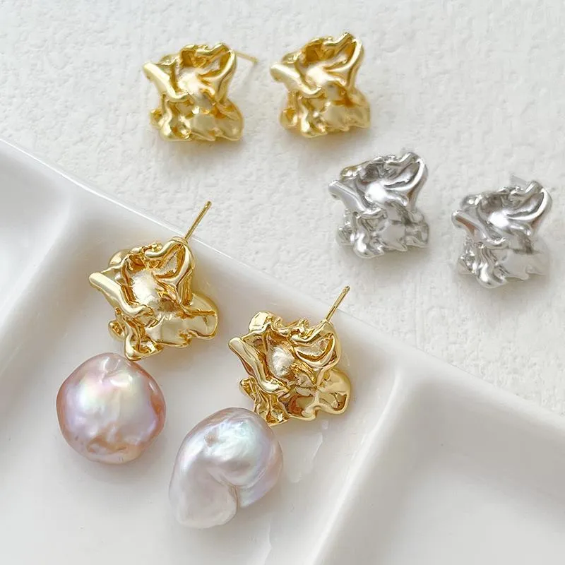 Wholesale 14K Gold Filled Color Preservation Real Gold Plated Baroque Style Irregular DIY Earrings Accessories