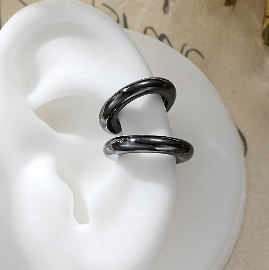 Wholesale 18k plated thick cylindrical tube hollow ear clip