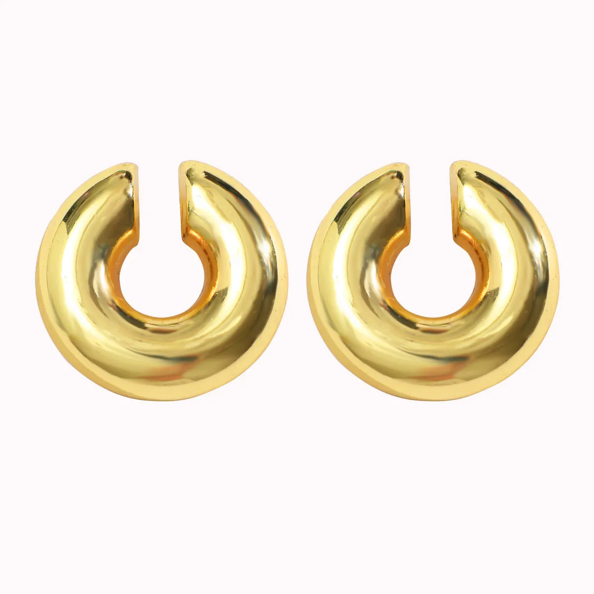 Wholesale 18k plated thick cylindrical tube hollow ear clip