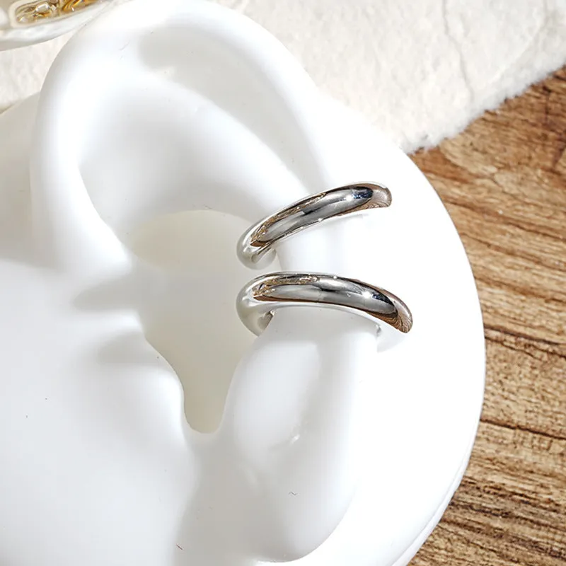 Wholesale 18k plated thick cylindrical tube hollow ear clip