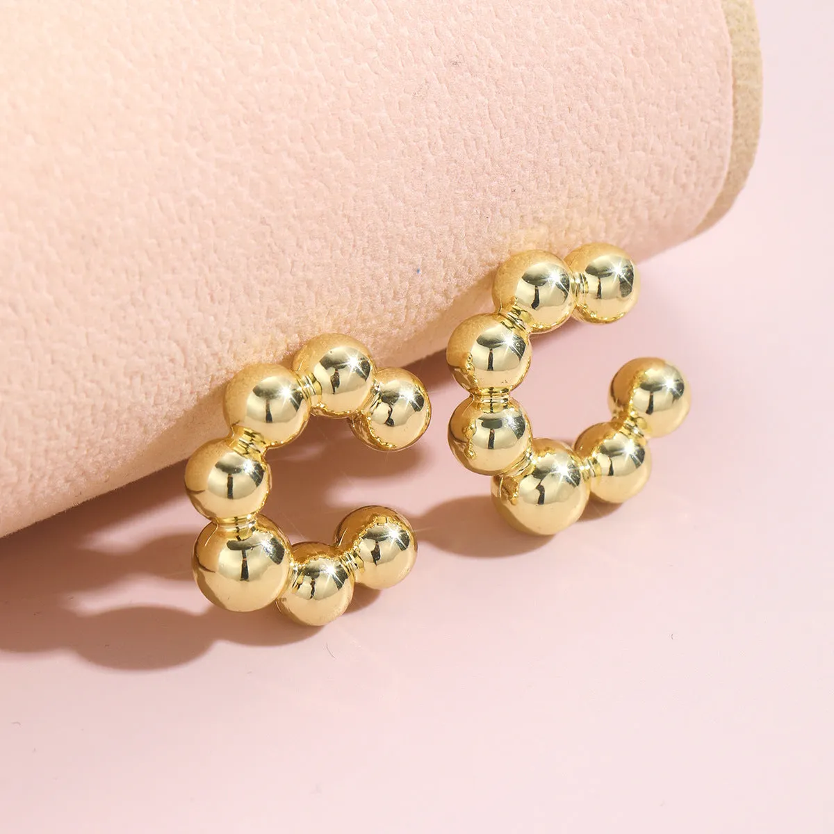 Wholesale 18k plated thick cylindrical tube hollow ear clip