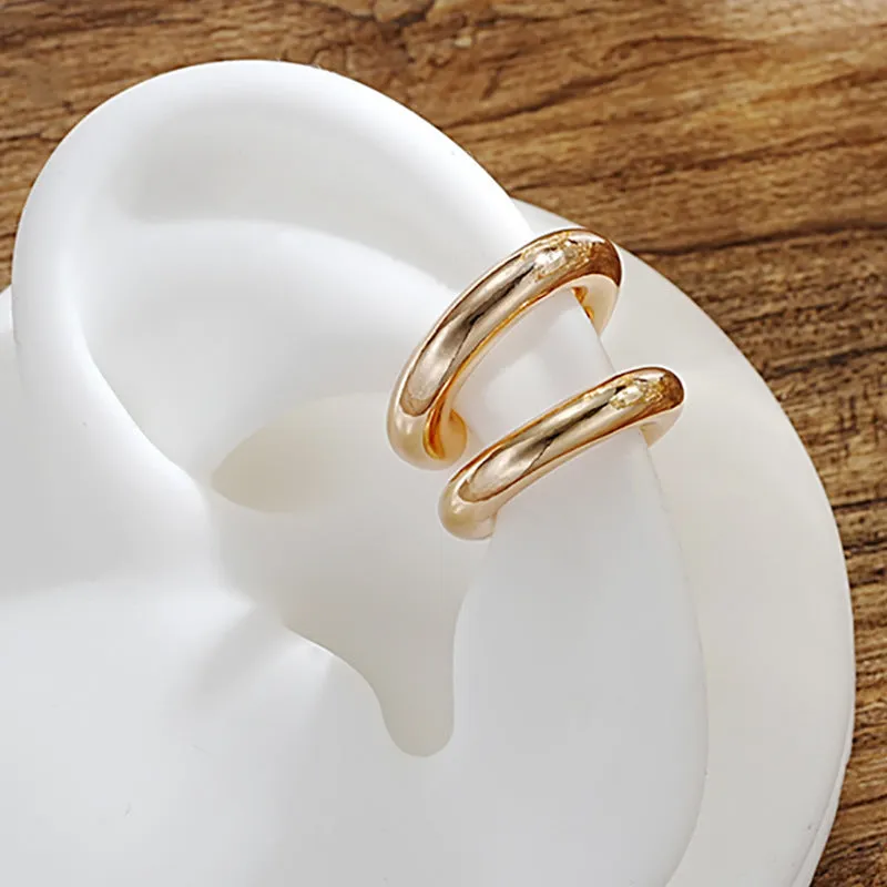 Wholesale 18k plated thick cylindrical tube hollow ear clip