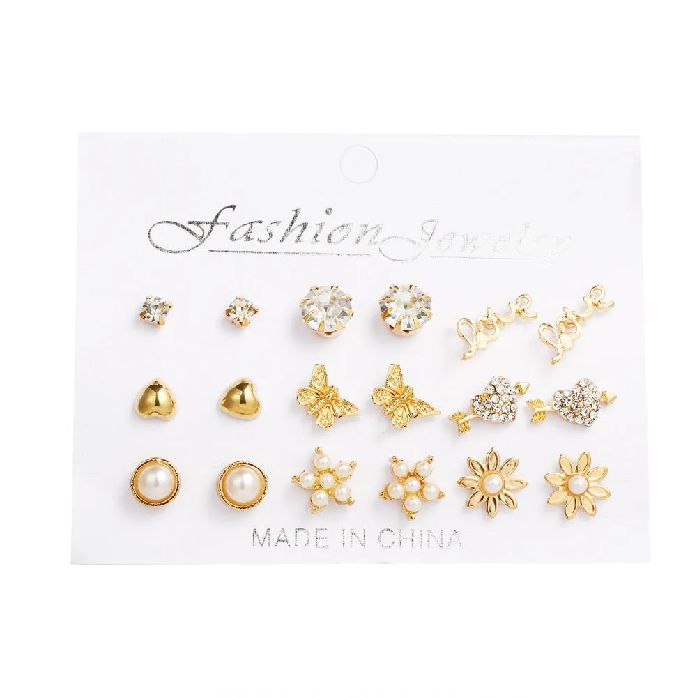 Wholesale 1set Elephant Pearl Fashion Earrings Set