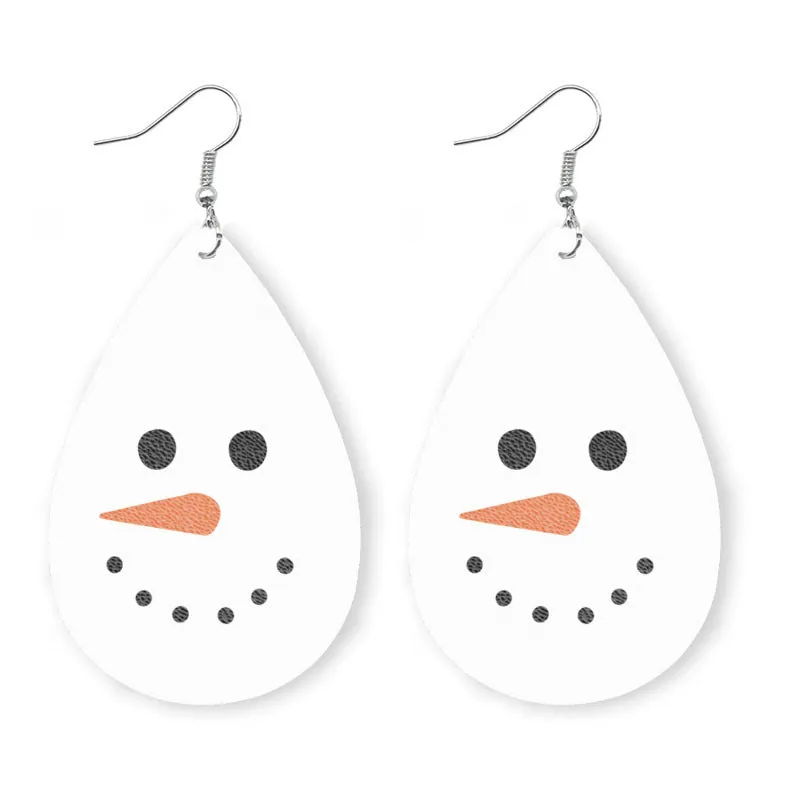 Wholesale 2 Pair/Pack Christmas Elk Snowman Skin Earrings Are Popular Snowflake Earrings