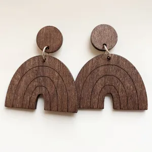 Wholesale 2 Pair/Pack Rainbow Shape Simple Personality Exaggerated Bohemian Geometric Long Wooden Earrings