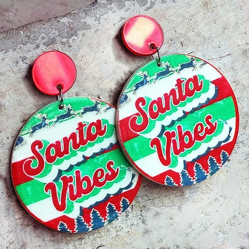 Wholesale 2 Pair/Pack Retro Plaid Leopard Print Christmas Bright Oil Acrylic Earrings