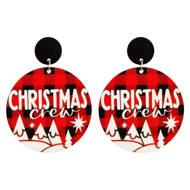 Wholesale 2 Pair/Pack Retro Plaid Leopard Print Christmas Bright Oil Acrylic Earrings