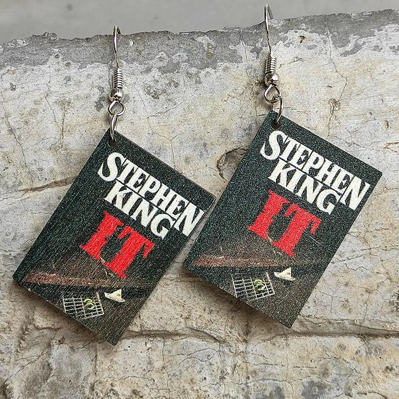 Wholesale 2 Pair/Pack Scary Halloween Book Wooden Earrings Accessories Gift