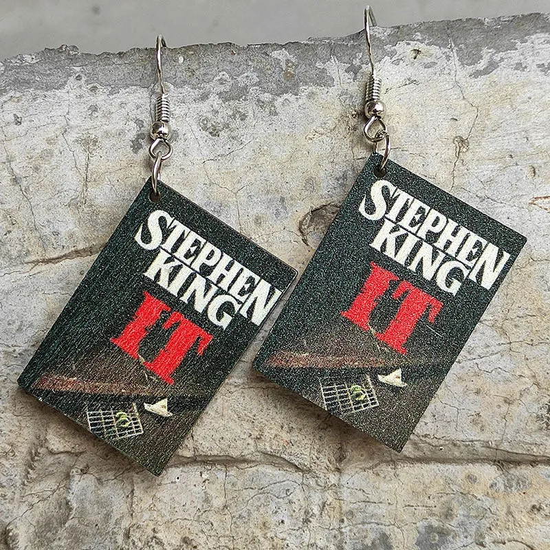 Wholesale 2 Pair/Pack Scary Halloween Book Wooden Earrings Accessories Gift