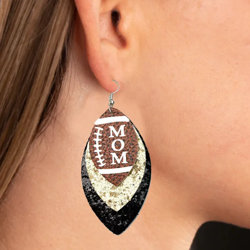 Wholesale 2 Pair/Pack Sports Rugby Field Cheer Football Leather Earrings