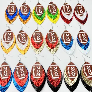 Wholesale 2 Pair/Pack Sports Rugby Field Cheer Football Leather Earrings