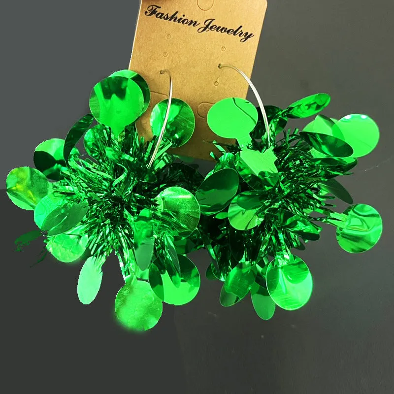 Wholesale 2 Pairs/pack  Christmas Color Matching, Festive Atmosphere, Solid Color, Simple and Fashionable, Big Earrings