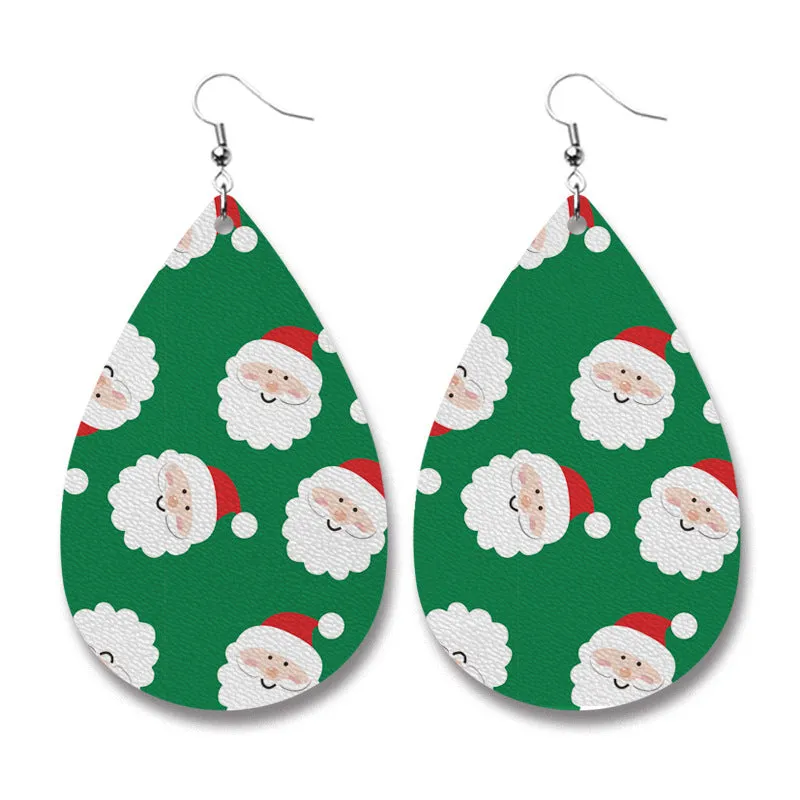 Wholesale 2 pairs/pack Christmas Elements Doctor Nurse Snowman Pencil Teacher Gift PU Leather Print Earrings