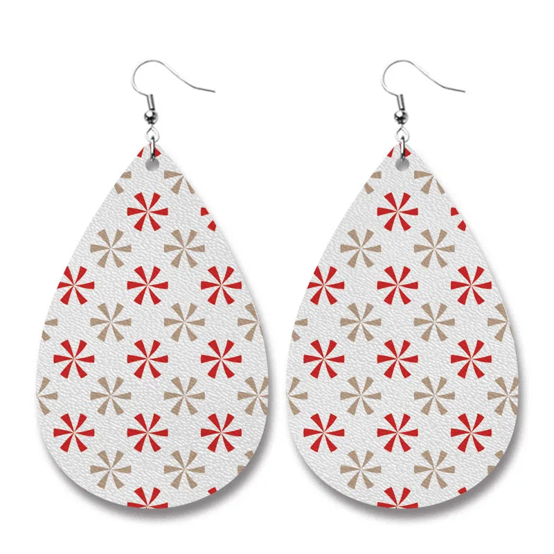 Wholesale 2 pairs/pack Christmas Elements Doctor Nurse Snowman Pencil Teacher Gift PU Leather Print Earrings