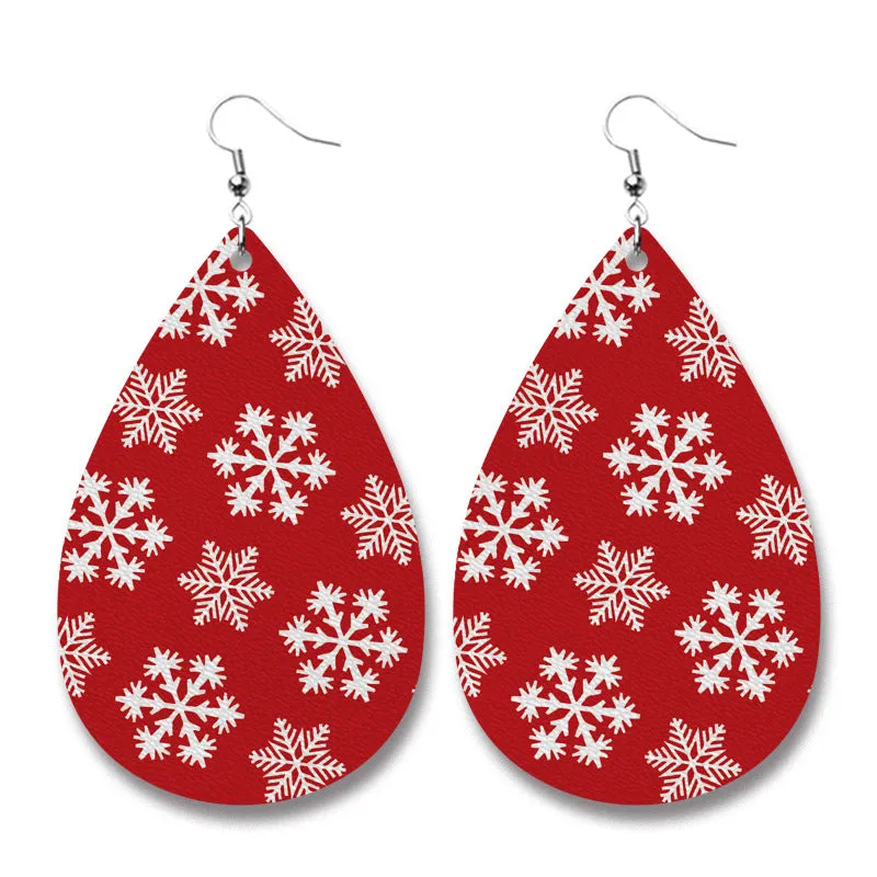 Wholesale 2 pairs/pack Christmas Elements Doctor Nurse Snowman Pencil Teacher Gift PU Leather Print Earrings