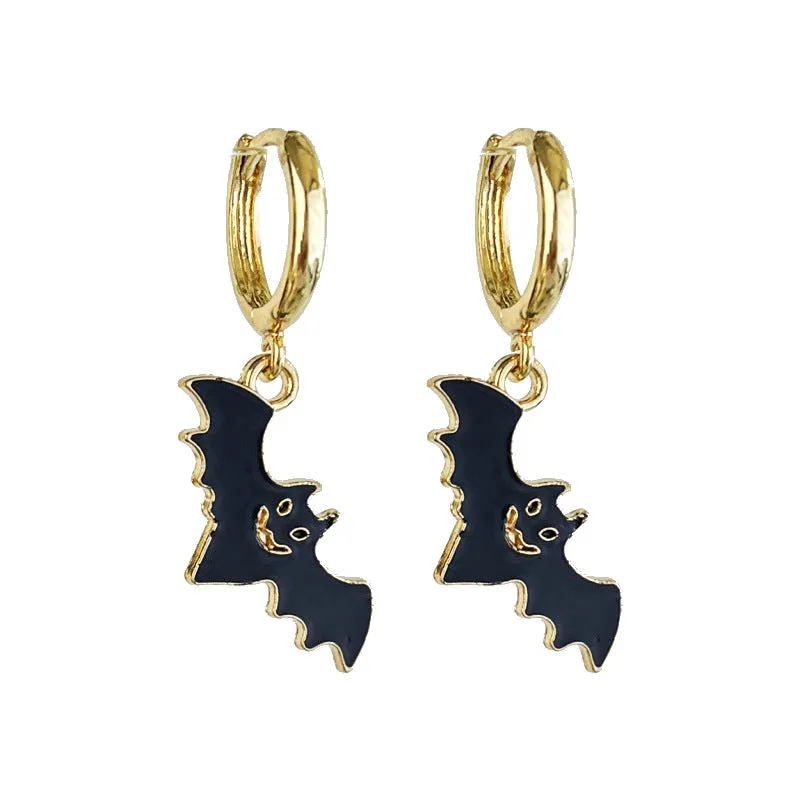 Wholesale 2 Pairs/pack Halloween Ghost Bat Pumpkin Maple Leaf Metal Earrings